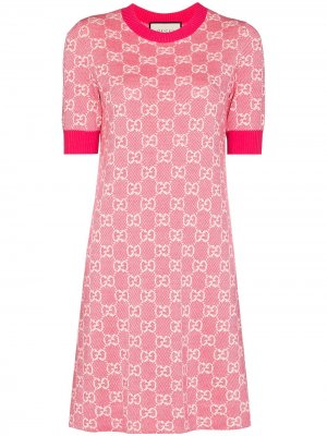 Logo jacquard knitted dress Gucci. Цвет: розовый