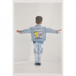 Джинсовая куртка с принтом HM Светло-джинсовый Синий Покемон H&M