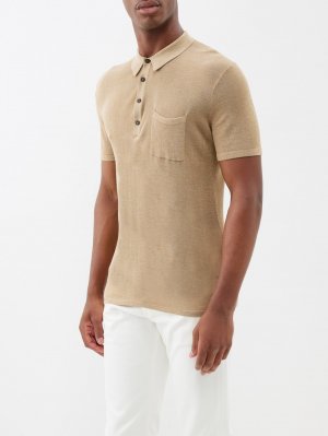 Шелковая трикотажная рубашка-поло jacques , бежевый Nili Lotan