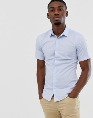 Однотонная эластичная рубашка с короткими рукавами -Синий French Connection