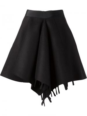 Расклешенная юбка с асимметричным подолом Maison Rabih Kayrouz. Цвет: чёрный
