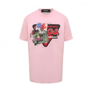 Хлопковая футболка Dsquared2. Цвет: розовый