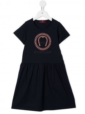 Платье с логотипом Aigner Kids. Цвет: синий