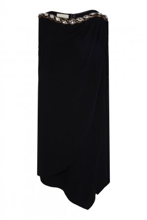 Асимметричное платье-туника с кристаллами Gucci. Цвет: черный