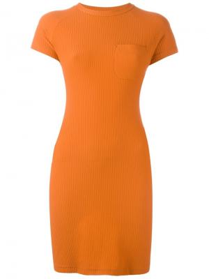 Платье-футболка в рубчик Romeo Gigli Vintage. Цвет: жёлтый и оранжевый