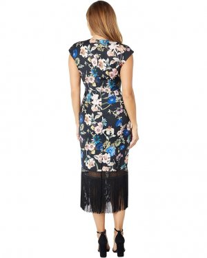 Платье CDC Floral Fringe Dress, черный мульти Badgley Mischka