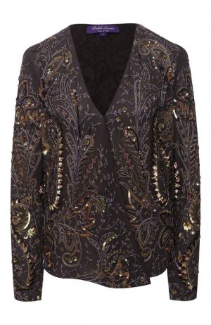 Шелковая блузка Ralph Lauren. Цвет: коричневый