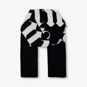 Вязаный шарф из смесовой шерсти с логотипом , черный Palm Angels