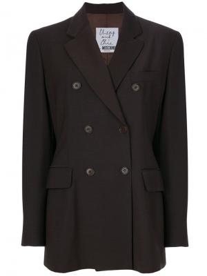 Двубортный пиджак Moschino Pre-Owned. Цвет: коричневый