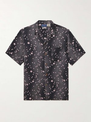 Рубашка из крепа с принтом Camp-Collar BLUE JAPAN, серый Japan
