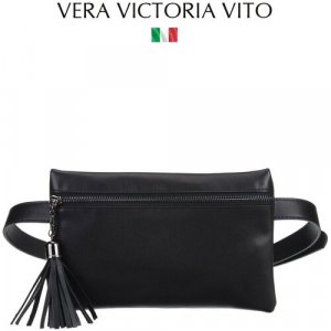 Сумка поясная , фактура гладкая, черный Vera Victoria Vito. Цвет: черный