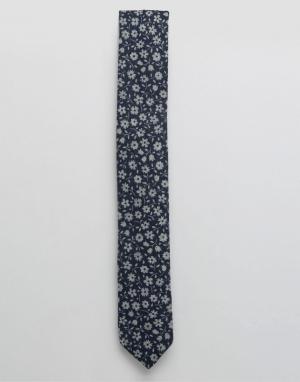Шерстяной галстук с цветочным узором Ted Baker. Цвет: синий