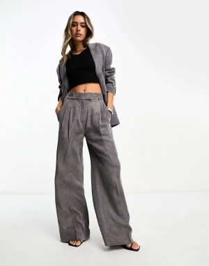 Серые зауженные брюки-клеш Elle AllSaints. Цвет: серый