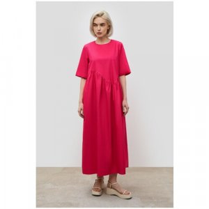 Платье , хлопок, повседневное, оверсайз, миди, карманы, размер 42, розовый Baon. Цвет: розовый