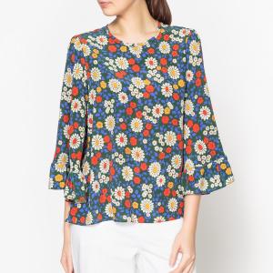 Блузка с рисунком из шелка MENDY TOUPY. Цвет: цветочный рисунок