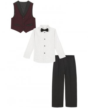 Вельветовый жилет в полоску для маленьких мальчиков, брюки, классическая рубашка и галстук-бабочка, комплект из 4 предметов , мультиколор Calvin Klein