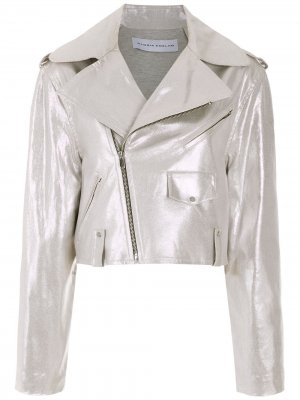 Байкерская куртка с эффектом металлик Gloria Coelho. Цвет: золотистый
