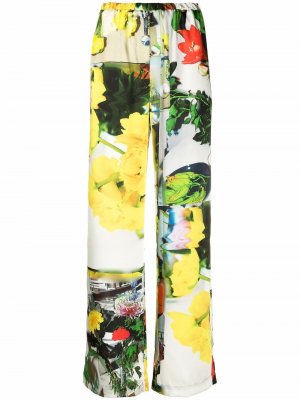 Прямые брюки с цветочным принтом MSGM. Цвет: зеленый