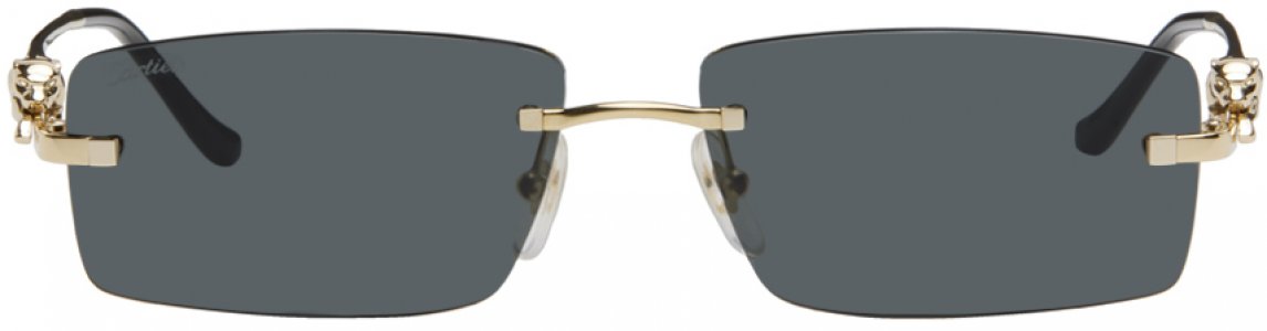 Золотые и серые солнцезащитные очки Panthere de Cartier