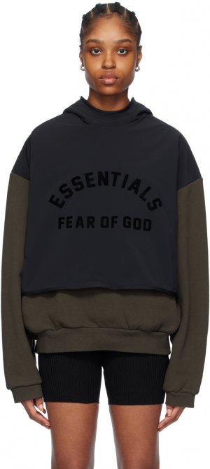 Серо-черная толстовка с капюшоном , цвет Ink/Jet black Fear Of God Essentials