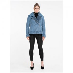 Куртка из искусственного меха 01, babayan, размер 48, джинс Karolina. Цвет: голубой