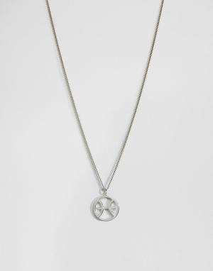 Серебряное ожерелье со знаком зодиака Рыбы Fashionology. Цвет: серебряный