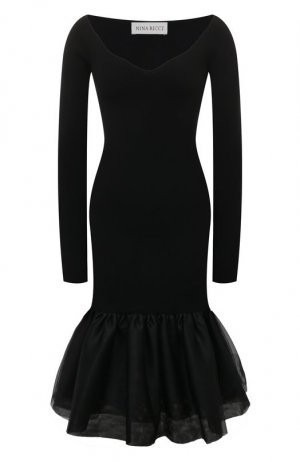 Шерстяное платье Nina Ricci. Цвет: чёрный