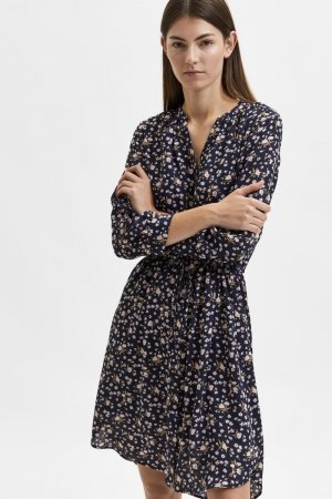 Платье-рубашка с длинными рукавами из переработанных материалов. , синий Selected Femme