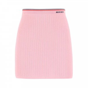 Мини-юбка из вискозы с логотипом, цвет Розовый Miu