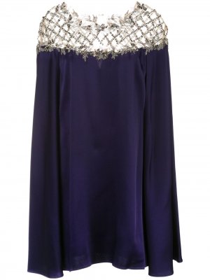 Платье мини с кейпом Marchesa. Цвет: фиолетовый