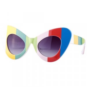 Солнцезащитные очки , кошачий глаз, оправа: пластик, с защитой от УФ, для женщин, разноцветный Jeremy Scott. Цвет: rgb