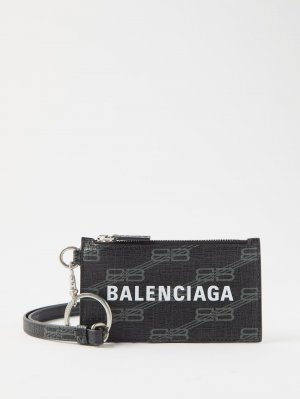 Кожаный картхолдер cash с логотипом , черный Balenciaga