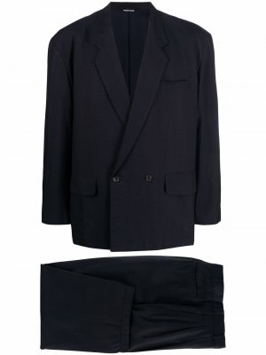 Костюм-двойка 1980-х годов с двубортным пиджаком Comme Des Garçons Pre-Owned. Цвет: синий
