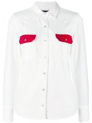 Рубашка Western Lean с контрастными клапанами Calvin Klein Jeans. Цвет: белый