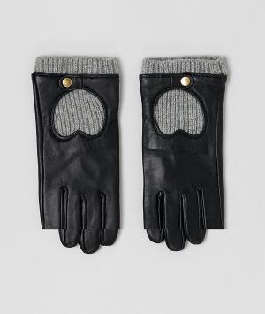 Кожаные перчатки с трикотажными вставками ASOS DESIGN. Цвет: черный
