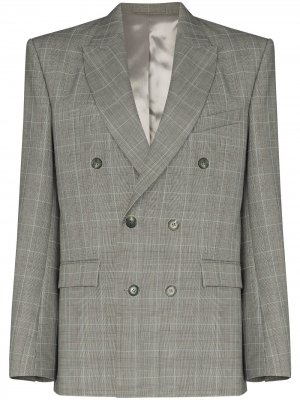 Двубортный пиджак в клетку Prince of Wales WARDROBE.NYC. Цвет: серый