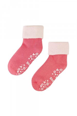Теплые легкие нескользящие носки симпатичного дизайна с ручками , розовый Steven