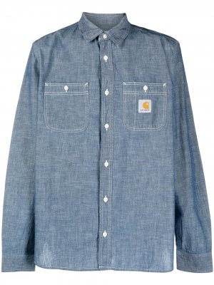 Джинсовая рубашка с нашивкой-логотипом Carhartt WIP. Цвет: синий