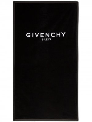 Пляжное полотенце с вышитым логотипом Givenchy. Цвет: черный