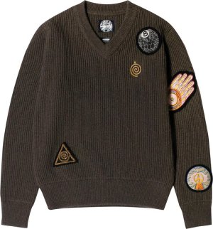 Свитер x Dries Van Noten Patch Knit Sweater 'Sand', коричневый Stussy