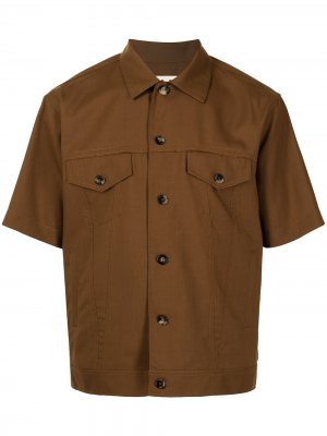 Рубашка с короткими рукавами и заостренным воротником Marni. Цвет: коричневый