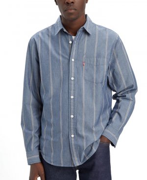 Мужская классическая рубашка обычного кроя с длинным рукавом 1 карманом Levi's, синий Levi's