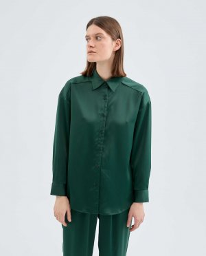 Атласная женская рубашка с длинным рукавом Compañía Fantástica, зеленый Compania Fantastica