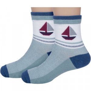 Комплект из 2 пар детских носков Hobby Line джинсовые Кораблик, размер 16-18. Цвет: голубой