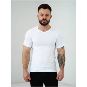 Базовая мужская футболка с V-образный вырезом 1007 Berrak. Цвет: белый
