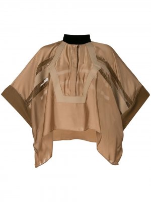 Блузка-туника асимметричного кроя Sacai. Цвет: коричневый
