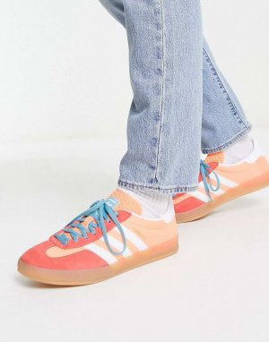 Оранжево-белые кроссовки на резиновой подошве adidas Originals Gazelle Indoor — ПЕРСИКОВЫЙ