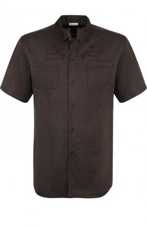 Рубашка с короткими рукавами из смеси шелка и хлопка Tomas Maier. Цвет: темно-зеленый