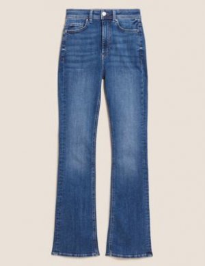 Расклешенные джинсы с высокой талией, Marks&Spencer Marks & Spencer. Цвет: умеренный индиго