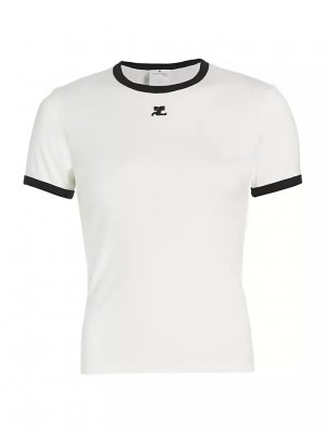 Хлопковая футболка с контрастной отделкой Reedition , черный Courreges